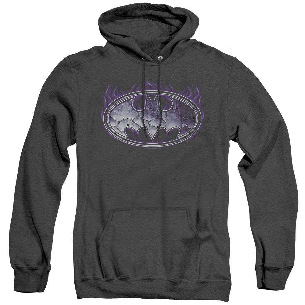 Batman Cracked Shield Heather Mens Hoodie Black