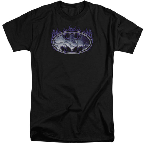 Batman Cracked Shield Mens Tall T Shirt Black