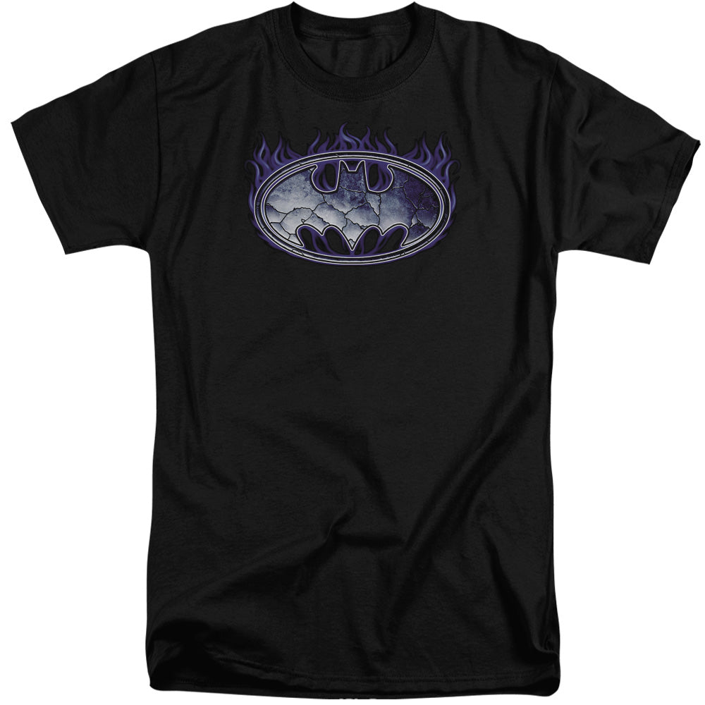 Batman Cracked Shield Mens Tall T Shirt Black