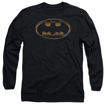 Batman Black & Gold Embossed Mens Long Sleeve Shirt Black