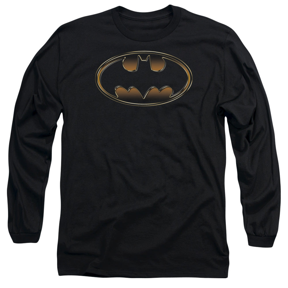 Batman Black & Gold Embossed Mens Long Sleeve Shirt Black