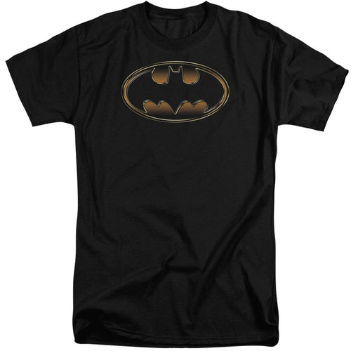 Batman Black & Gold Embossed Shield Mens Tall T Shirt Black