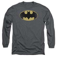 Load image into Gallery viewer, Batman Distressed Shield Mens Long Sleeve Shirt Charcoal
