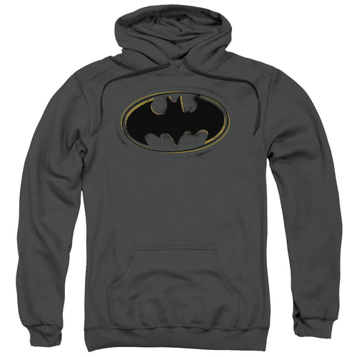 Batman Spray Paint Logo Mens Hoodie Charcoal