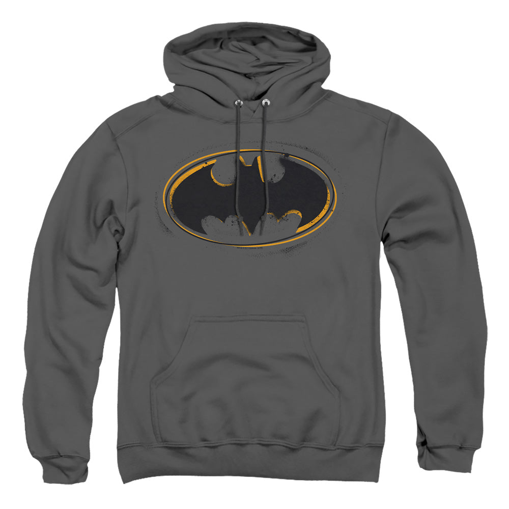 Batman Spray Paint Logo Mens Hoodie Charcoal