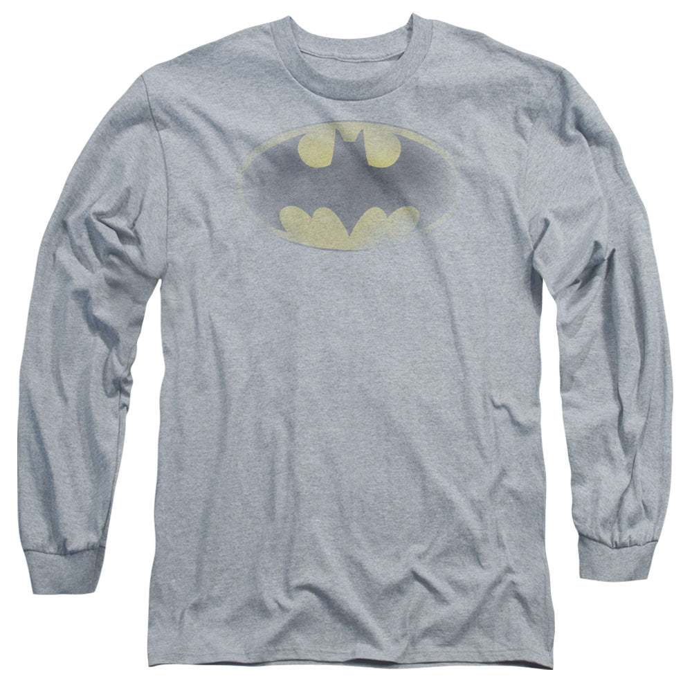 Batman Faded Logo Mens Long Sleeve Shirt Athletic Heather