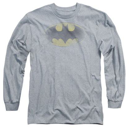 Batman Faded Logo Mens Long Sleeve Shirt Athletic Heather