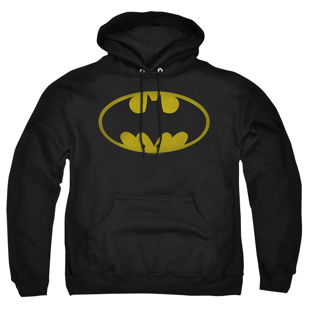 Batman Washed Bat Logo Mens Hoodie Black
