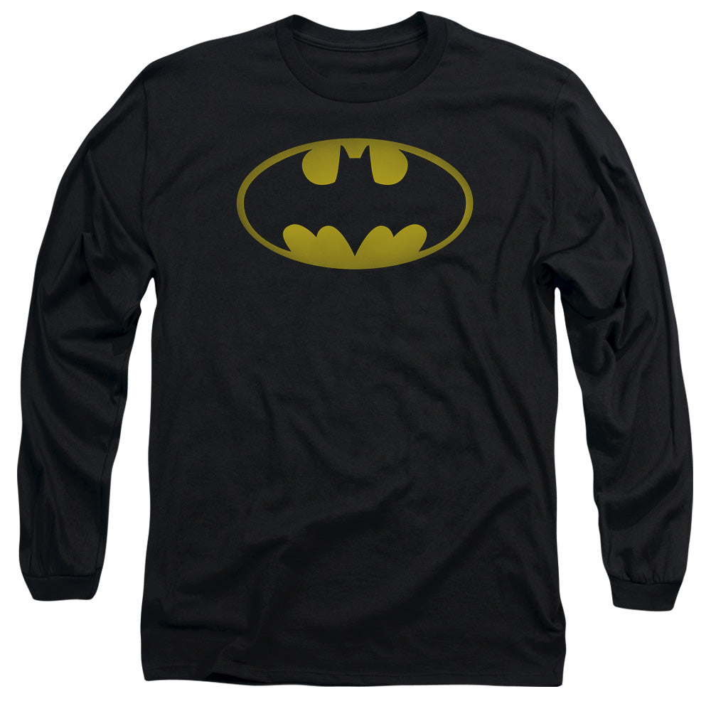 Batman Washed Bat Logo Mens Long Sleeve Shirt Black