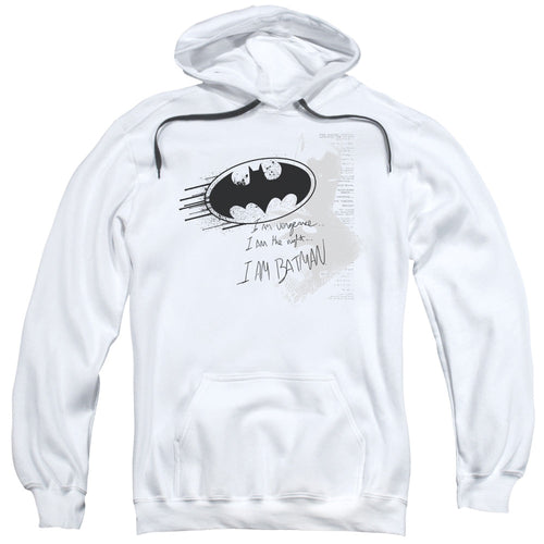 Batman I Am Vengeance Mens Hoodie White