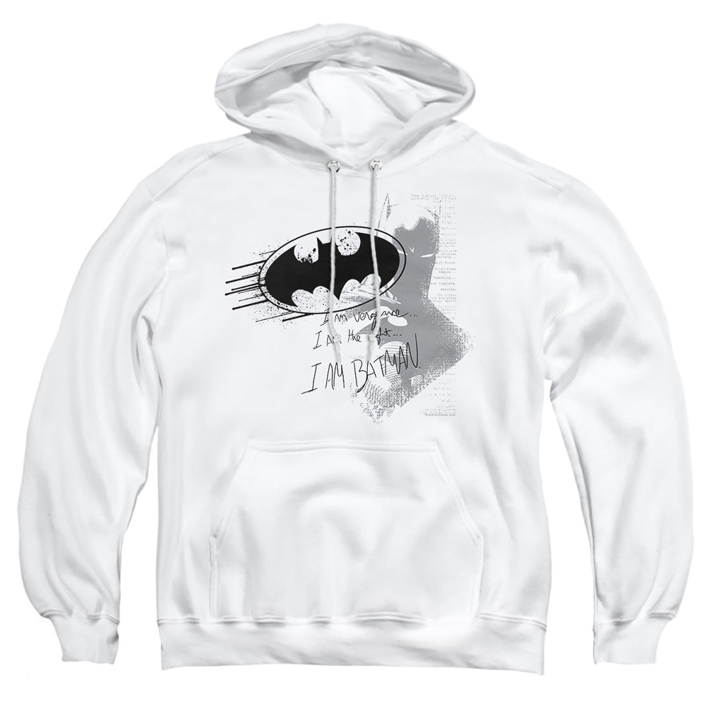 Batman I Am Vengeance Mens Hoodie White