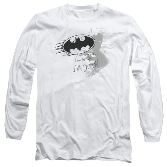 Batman I Am Vengeance Mens Long Sleeve Shirt White