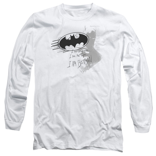 Batman I Am Vengeance Mens Long Sleeve Shirt White