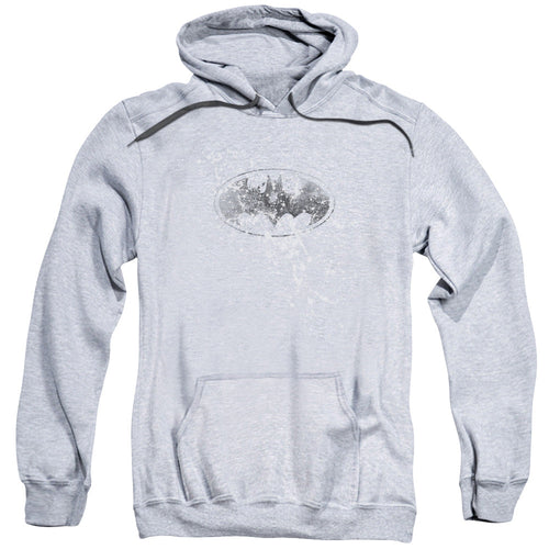 Batman Burned & Splatered Mens Hoodie Athletic Heather