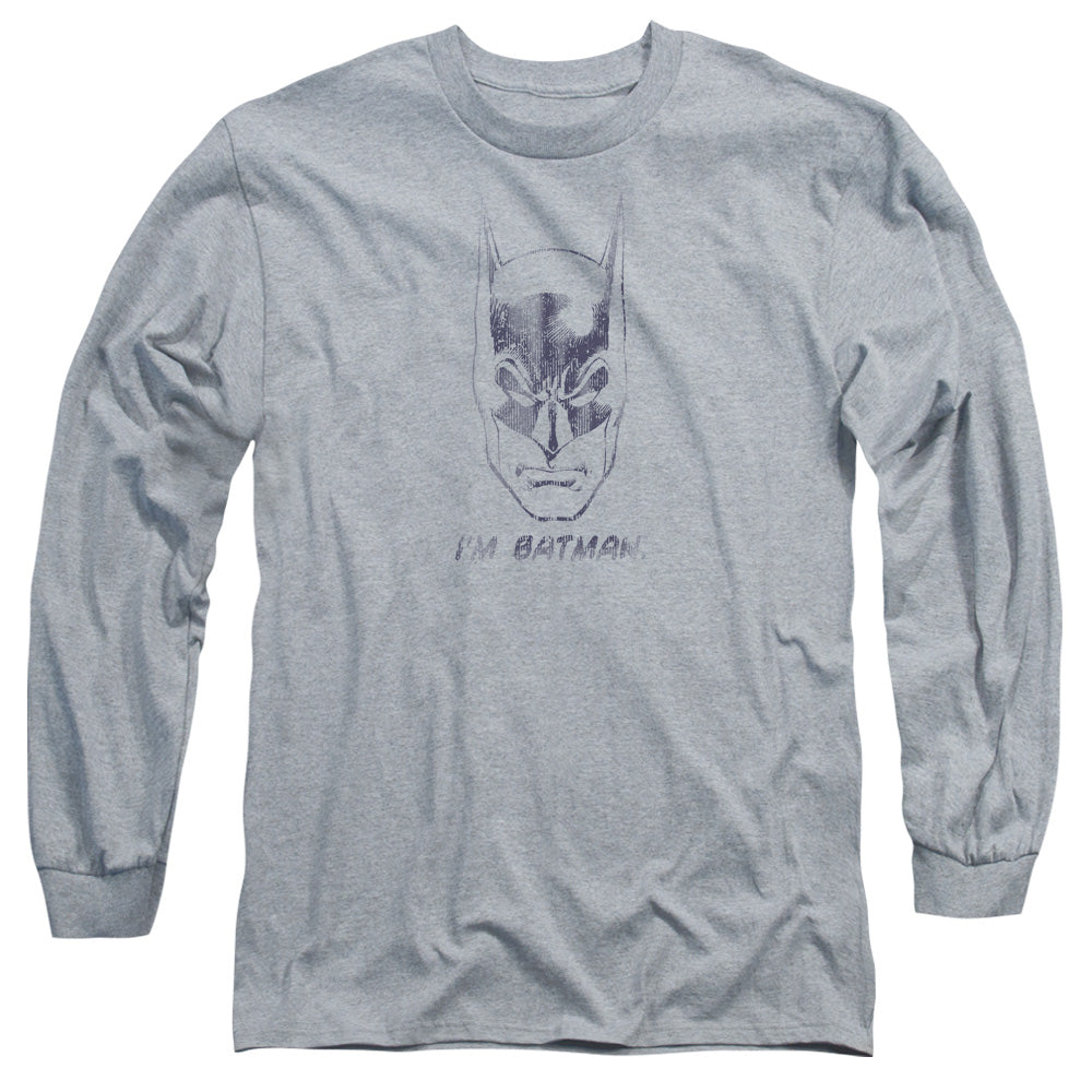 Batman Im Batman Mens Long Sleeve Shirt Athletic Heather