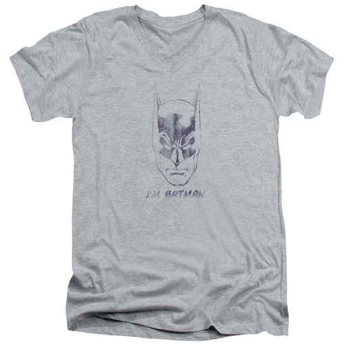 Batman Im Batman Mens Slim Fit V Neck T Shirt Athletic Heather