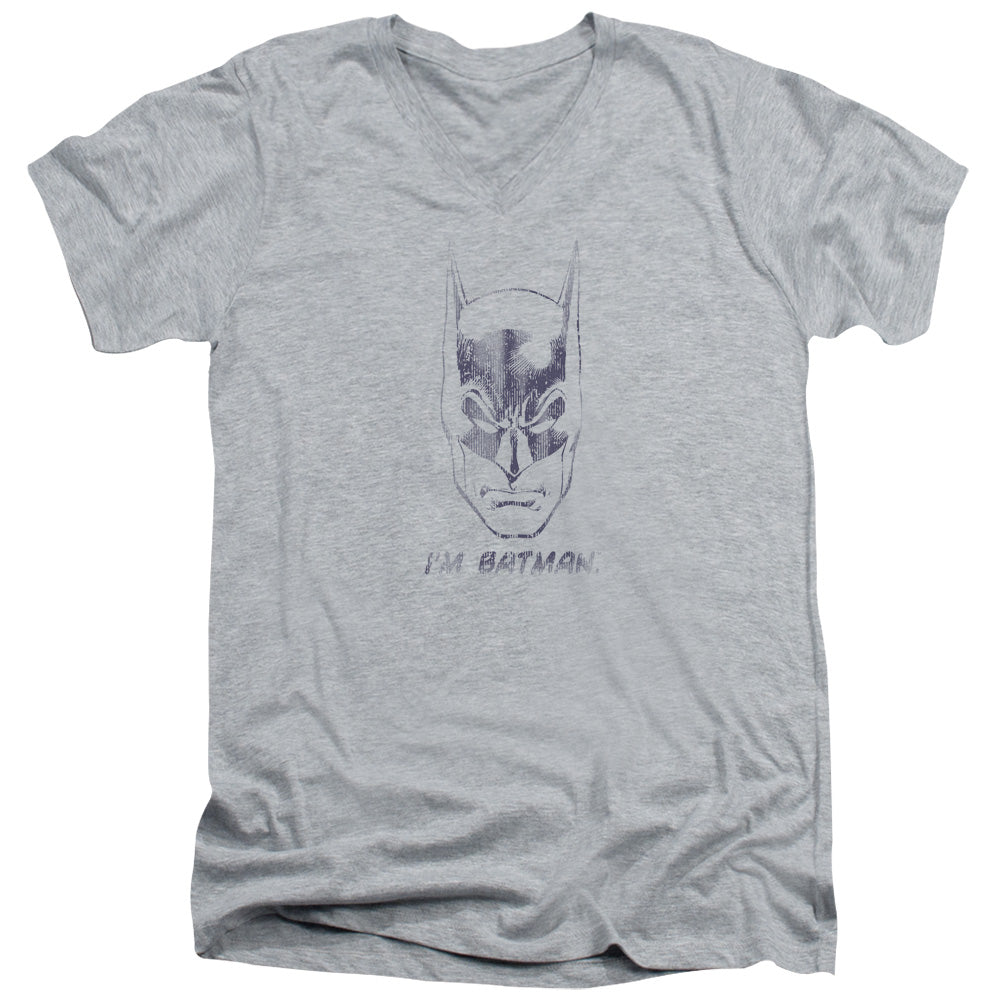 Batman Im Batman Mens Slim Fit V Neck T Shirt Athletic Heather