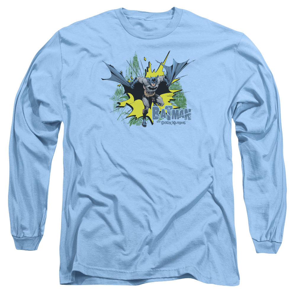 Batman City Splash Mens Long Sleeve Shirt Carolina Blue