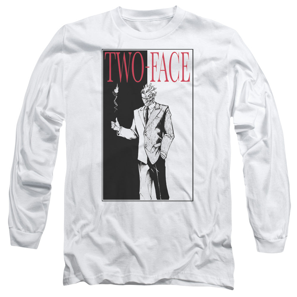 Batman Two Face Mens Long Sleeve Shirt White