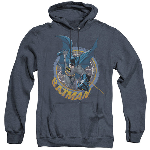 Batman In The Crosshairs Heather Mens Hoodie Navy Blue