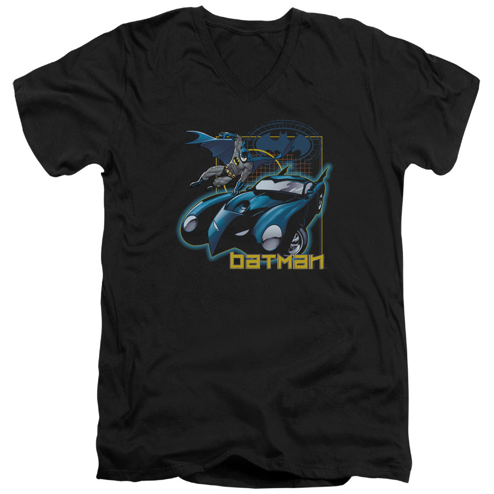 Batman Nice Wheels Mens Slim Fit V Neck T Shirt Black