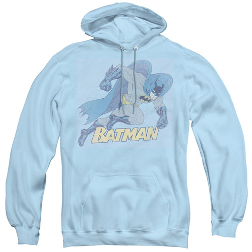 Batman Running Retro Mens Hoodie Light Blue
