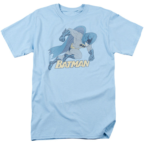 Batman Running Retro Mens T Shirt Light Blue