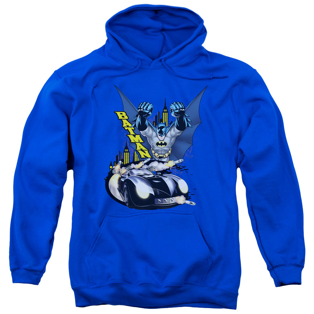 Batman By Air & By Land Mens Hoodie Royal Blue
