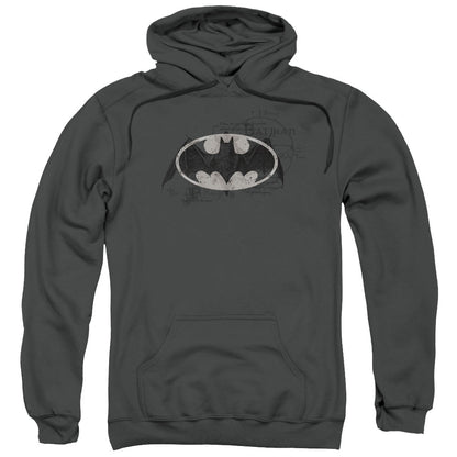 Batman Arcane Bat Logo Mens Hoodie Charcoal