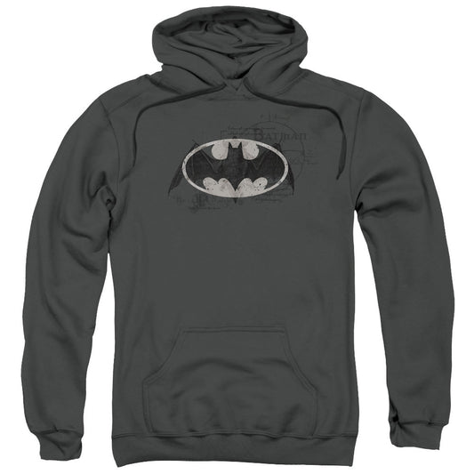 Batman Arcane Bat Logo Mens Hoodie Charcoal