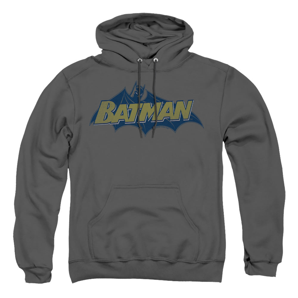 Batman Classic Comic Logo Mens Hoodie Charcoal
