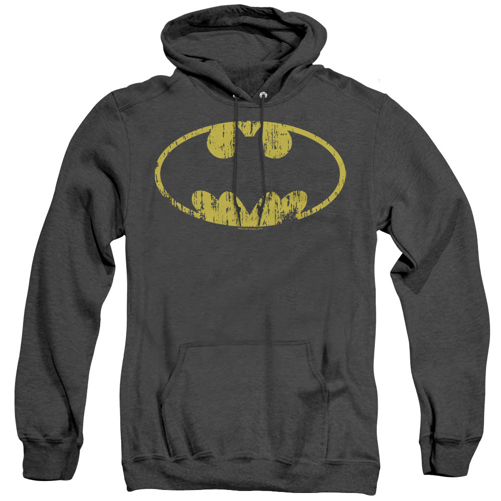 Batman Classic Logo Distressed Heather Mens Hoodie Black