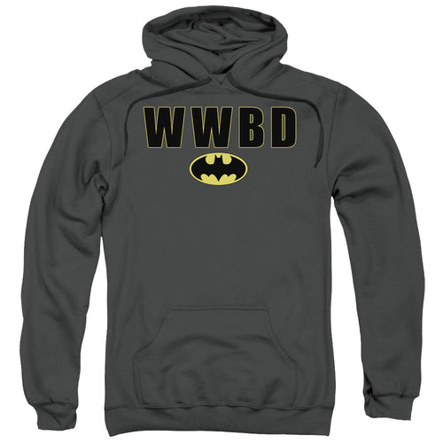 Batman Wwbd Logo Mens Hoodie Charcoal