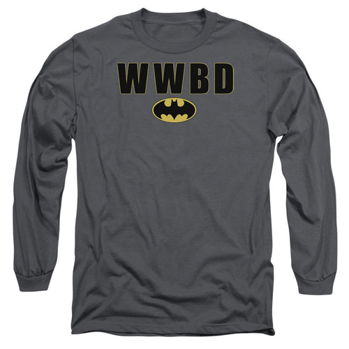 Batman Wwbd Logo Mens Long Sleeve Shirt Charcoal