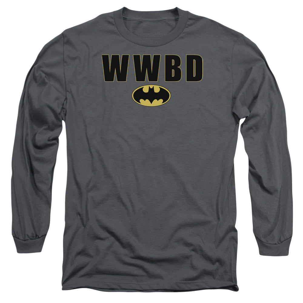 Batman Wwbd Logo Mens Long Sleeve Shirt Charcoal