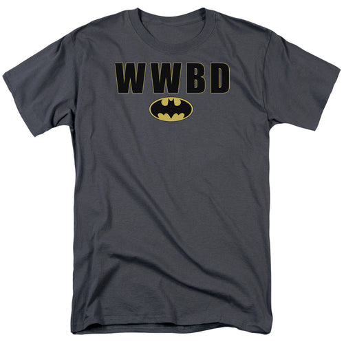 Batman Wwbd Logo Mens T Shirt Charcoal