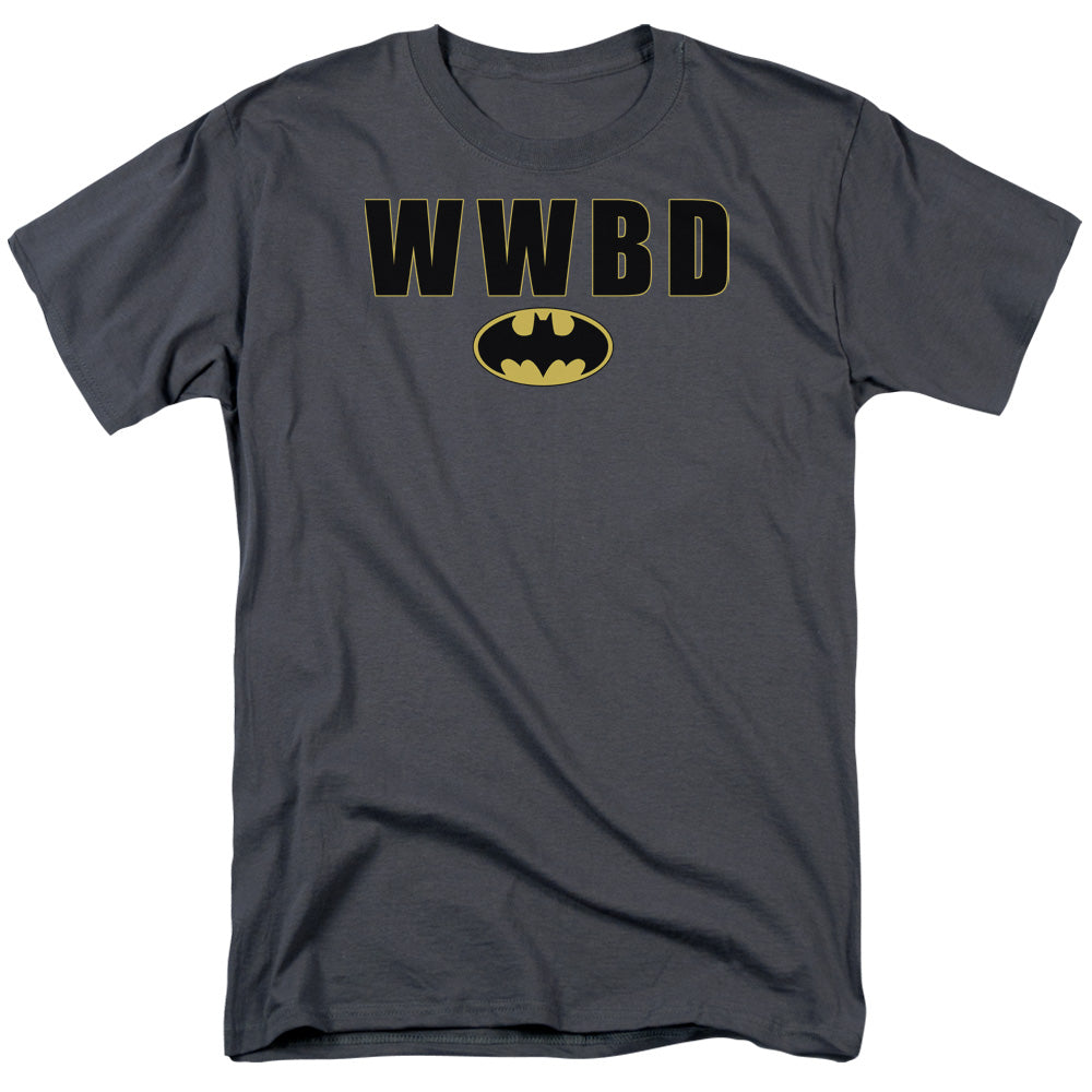 Batman Wwbd Logo Mens T Shirt Charcoal