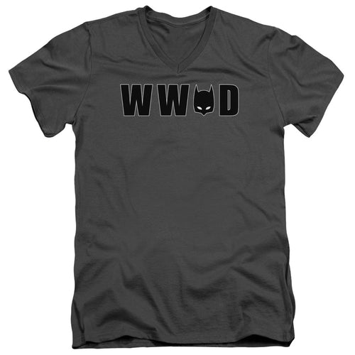 Batman Wwbd Mask Mens Slim Fit V Neck T Shirt Charcoal