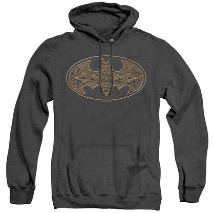 Batman Aztec Bat Logo Heather Mens Hoodie Black