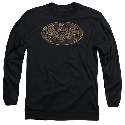 Batman Aztec Bat Logo Mens Long Sleeve Shirt Black