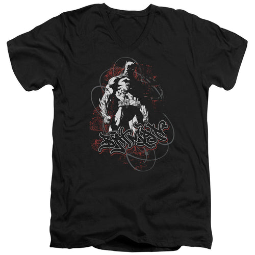 Batman Urban Gotham Mens Slim Fit V Neck T Shirt Black
