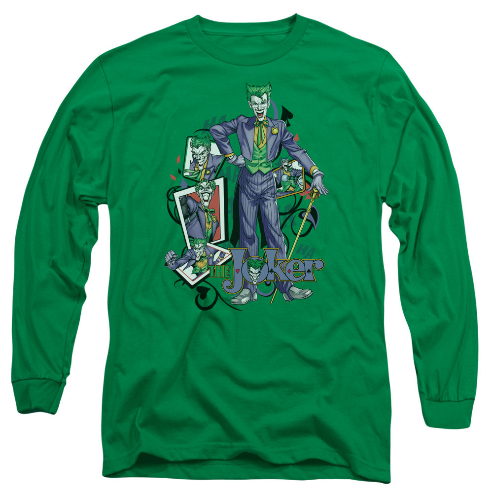 Batman Wild Cards Mens Long Sleeve Shirt Kelly Green