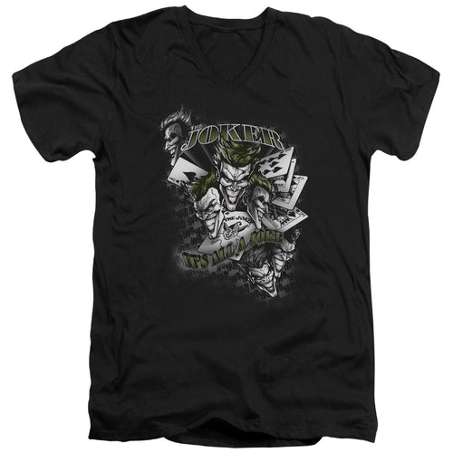 Batman Its All A Joke Mens Slim Fit V Neck T Shirt Black