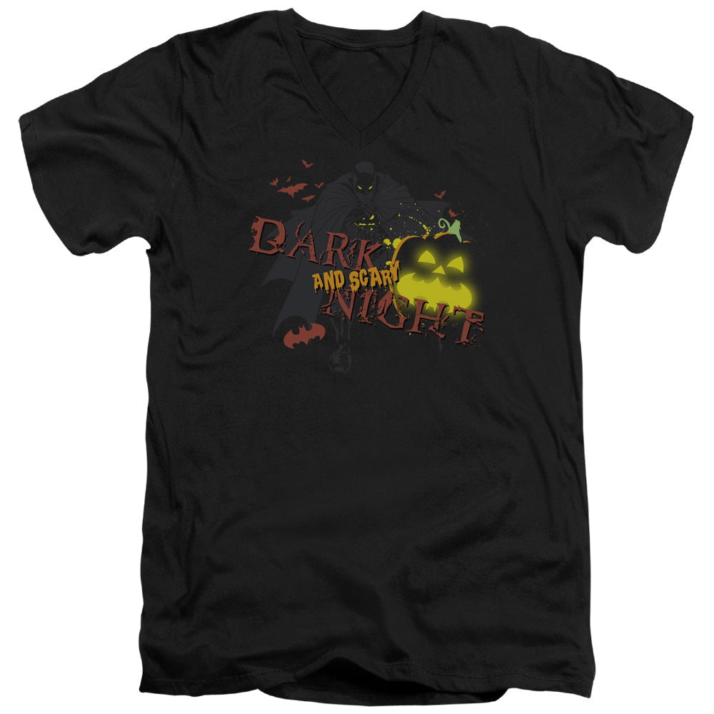 Batman Dark And Scary Night Mens Slim Fit V Neck T Shirt Black