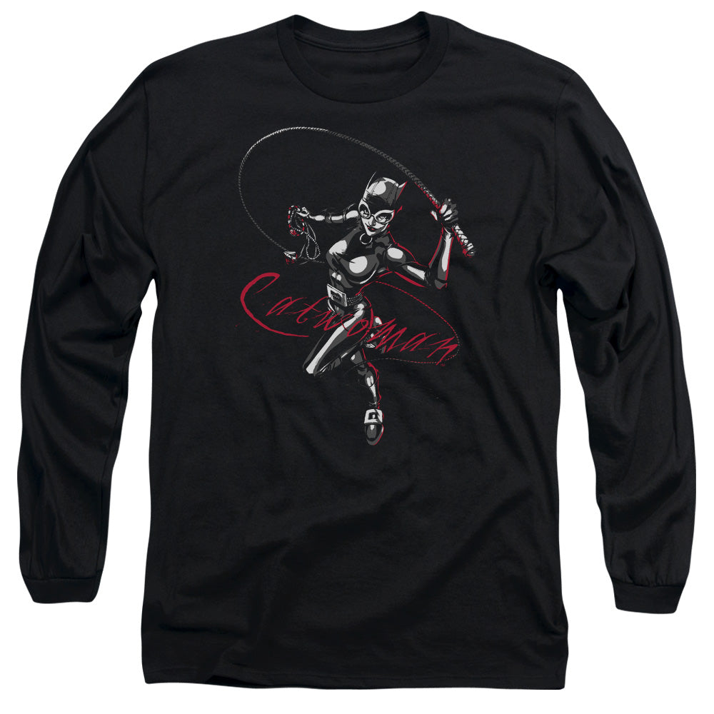 Batman Kitten With A Whip Mens Long Sleeve Shirt Black