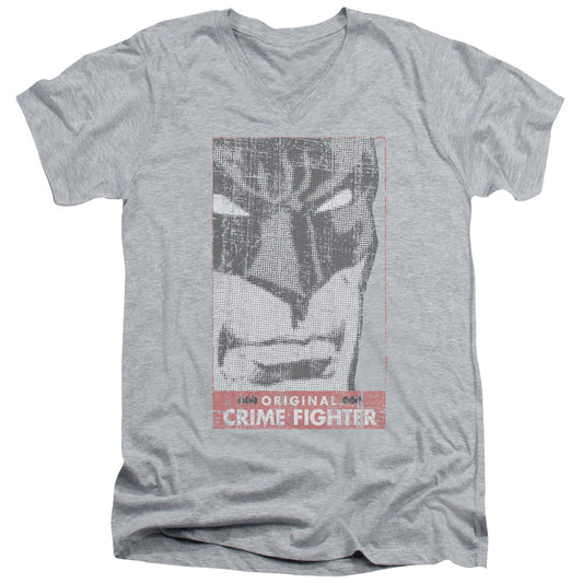 Batman Orginal Crime Fighter Mens Slim Fit V Neck T Shirt Athletic Heather