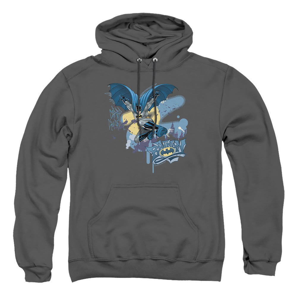 Batman Into The Night Mens Hoodie Charcoal
