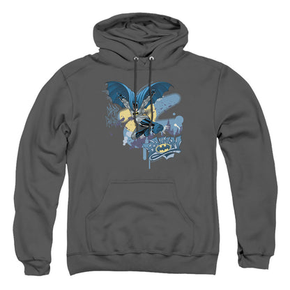 Batman Into The Night Mens Hoodie Charcoal