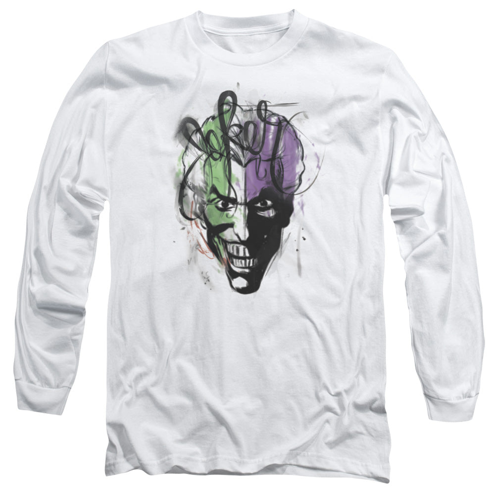 Batman Joker Airbrush Mens Long Sleeve Shirt White