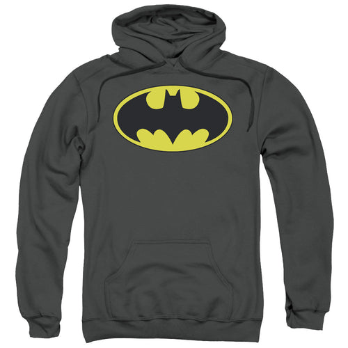 Batman Classic Bat Logo Mens Hoodie Charcoal